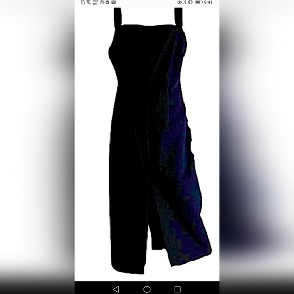 Zara. NWT. Long blacks dress w/front slit.Square neckline.Side zip.Size L - Picture 2 of 4